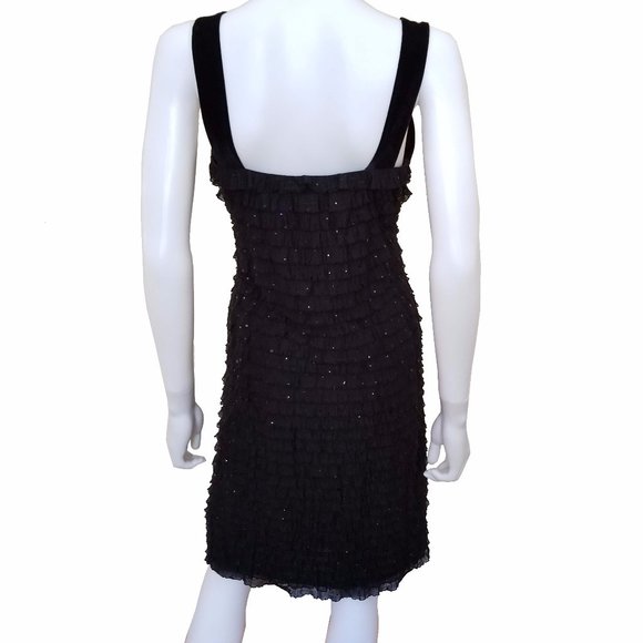JTB BLACK RUFFLE SEQUINS COCKTAIL DRESS - Picture 5 of 7